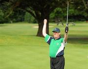 12 June 2010; Paul Charlton, from Kiltimagh, Mayo, Connacht Region, celebrates his putt on the 18th during the 18 Hole Golf competition during the third day of the 2010 Special Olympics Ireland Games. Limerick Golf Club, Limerick. Picture credit: Stephen McCarthy / SPORTSFILE