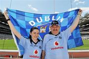 13 June 2010; Leanne Morrisey and her father Christy, from Tallaght, arrive early on Hill 16. Leinster GAA Football Senior Championship Quarter-Final, Dublin v Wexford, Croke Park, Dublin. Picture credit: Brian Lawless / SPORTSFILE