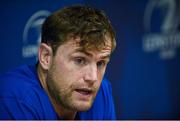 16 May 2016; Jamie Heaslip of Leinster speaking during a press conference at Rosemount, UCD, Dublin. Photo by Sportsfile