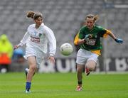 13 June 2010; Shauna Redmond, Laois, in action against Emma Mullen, Meath during the half-time Go Games. Leinster GAA Football Senior Championship Quarter-Final, Meath v Laois, Croke Park, Dublin. Picture credit: David Maher / SPORTSFILE