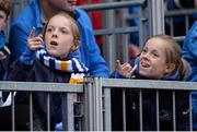 20 May 2016; Leinster supporters and twins Lily, left, and Popp Read, age 11, from Enniskerry, Co. Wicklow, spot golfer Rory McIlroy and singer Niall Horan on the big screen during the Guinness PRO12 Play-off between Leinster and Ulster at the RDS Arena, Dublin. Photo by Seb Daly/Sportsfile