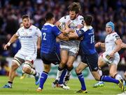 20 May 2016; Stuart McCloskey of Ulster is tackled by Ben Te'o, left, and Jonathan Sexton of Leinster during the Guinness PRO12 Play-off match between Leinster and Ulster at the RDS Arena in Dublin. Photo by Ramsey Cardy/Sportsfile