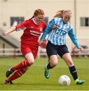 21 May 2016; Shauna Butler of Salthill Devon in action against Tara Cully of Shelbourne Girls in the FAI Umbro Women's Under 16 Cup Final, Shelbourne Girls v Salthill Devon, in Frank Cooke Park, Griffith Ave, Dublin. Photo by Tomás Greally/Sportsfile