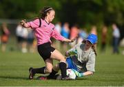 3 June 2016; North Tipperary goalkeeper Medbh Ryan makes a save at the feet of Sophie Liston of Limerick Desmond during their Gaynor Cup Group B match at the University of Limerick, Limerick. Photo by Diarmuid Greene/Sportsfile