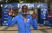 5 June 2016; Eric Koech, Kenya, after crossing the finish line to win the Men's race in the SSE Airtricity Derry Marathon. Guildhall square, Derry. Photo by Oliver McVeigh/Sportsfile