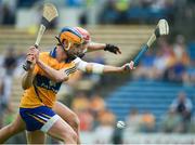 5 June 2016; Colin Crehan shoots past Waterford's Seamus Keating to score the second Clare goal during the Munster GAA Hurling Intermediate Championship Semi-Final between Waterford and Clare in Semple Stadium, Thurles, Co. Tipperary. Photo by Ray McManus/Sportsfile