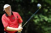 2 July 2010; Former Dublin footballer Barney Rock, from Stabannon Gaels GAA Club, watches his drive from the second tee box during the FBD All-Ireland GAA Golf Challenge 2010 Leinster Final. Palmerstown House Golf Club, Co. Kildare. Picture credit: Matt Browne / SPORTSFILE