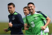 6 June 2016; Robbie Keane and Seamus Coleman, left, of Republic of Ireland during training at the National Sports Campus in Abbotstown, Dublin. Photo by Stephen McCarthy/Sportsfile