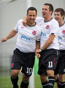 8 July 2010; Neale Fenn, Dundalk, left, celebrates scoring his side's first goal from the penalty spot with team-mate Ross Gaynor. UEFA Europa League First Qualifying Round, 2nd Leg, Dundalk v CS Grevenmacher, Oriel Park, Dundalk, Co. Louth. Photo by Sportsfile