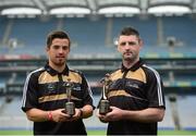 8 June 2016; The GAA/GPA All-Stars sponsored by Opel are delighted to announce Ronan O'Neill of Tyrone and Derek McNicholas of Westmeath as the Opel Players of the Month in football and hurling respectively. Pictured are Ronan O'Neill of Tyrone, left, and Derek McNicholas of Westmeath with their GAA / GPA Opel Player of the Month Awards. Croke Park, Dublin. Photo by Piaras Ó Mídheach/Sportsfile