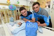 9 June 2016; Dublin Footballer David Byrne and Hurler Glenn Whelan met young Dublin supporter Peter Richardson in Our Lady's Children's Hospital, Crumlin today as they delivered 100 Dublin jerseys on behalf of Dublin sponsors AIG Insurance to some of their biggest fans. Our Lady's Children's Hospital, Crumlin, Dublin. Photo by Stephen McCarthy/SPORTSFILE