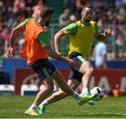 9 June 2016; Shane Duffy and Daryl Murphy of Republic of Ireland during squad training at UEFA EURO2016 in Versailles, Paris, France. Photo by David Maher/Sportsfile