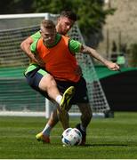 9 June 2016; James McClean and Shane Long of Republic of Ireland during squad training at UEFA EURO2016 in Versailles, Paris, France. Photo by David Maher/Sportsfile