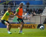 9 June 2016; Daryl Murphy and Shane Duffy of Republic of Ireland during squad training at UEFA EURO2016 in Versailles, Paris, France. Photo by David Maher/Sportsfile