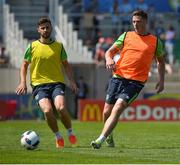 9 June 2016; Ciaran Clark and Shane Long of Republic of Ireland during squad training at UEFA EURO2016 in Versailles, Paris, France. Photo by David Maher/Sportsfile