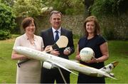 10 June 2016; GAAGO, the GAA and RTÉ’s online streaming service for Gaelic Games outside of Ireland, today welcomed Etihad Airways’ renewed sponsorship of its international live streaming of the 2016 GAA All-Ireland Championships. Pictured at the launch are Beatrice Cosgrove, General Manager Ireland, Etihad Airways, with Peter McKenna, Stadium and Commercial Director of the GAA and Múirne Laffan, Chief Digital Officer, RTÉ. Donnybrook, Dublin. Photo by Ray McManus/Sportsfile