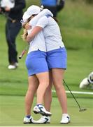 10 June 2016; Bronte Law, left, and Olivia Mehaffey, GB&I, celebrate winning their Morning Foursomes match on the 17th green at the Curtis Cup Matches in Day 1 at Dun Laoghaire Golf Club in Enniskerry, Co. Wicklow. Photo by Matt Browne/Sportsfile