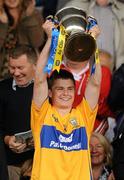 11 July 2010; Clare captain Paul Flanagan lifts the cup. ESB Munster GAA Hurling Minor Championship Final, Waterford v Clare, Semple Stadium, Thurles, Co. Tipperary. Picture credit: Stephen McCarthy / SPORTSFILE