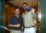 2 July 2001; Tipperary hurler John Leahy cuts the ribbon at the official opening of Niall Quinn's pub &quot; The Local Bar&quot; on Queen St, Clonmel, Co. Tipperary. Republic of Ireland. Soccer. Hurling. Picture credit; Ray McManus / SPORTSFILE *(EDI)*  .....** See story by Declan Varley **