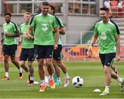 11 June 2016; Jonathan Walters and Robbie Keane of Republic of Ireland in action during squad training in Versailles, Paris, France. Photo by David Maher/Sportsfile
