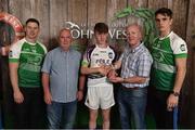 11 June 2016; Conor and Shane Aherne presenting Sam Madden from Co. Tipperary with the U14 Féile na nGael 2nd place trophy, alongside John West ambassadors, Philly McMahon, left, and Danny Sutcliffe, at the John West Féile National Skills Star Challenge 2016, in the National Games Development Centre, Abbotstown, Dublin. Photo by Sportsfile