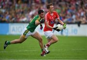 12 June 2016; Ryan Burns of Louth in action against Donal Keogan of Meath during their Leinster GAA Football Senior Championship Quarter-Final match between Meath and Louth at Parnell Park in Dublin. Photo by Sportsfile
