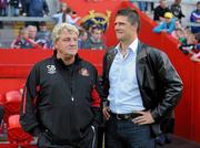 13 July 2010; Sunderland manager Steve Bruce, left, with Chairman Niall Quinn at half-time. Friendly in Aid of Shane Geoghegan Trust, Munster XI v Sunderland AFC, Thomond Park, Limerick. Picture credit: Diarmuid Greene / SPORTSFILE