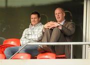 13 July 2010; Munster and Ireland rugby players David Wallace, left, and Paul O'Connell watch on during the game. Friendly in Aid of Shane Geoghegan Trust, Munster XI v Sunderland AFC, Thomond Park, Limerick. Picture credit: Diarmuid Greene / SPORTSFILE