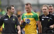12 June 2016; Donegal manager Rory Gallagher taking off Neil McGee after getting a red card. Ulster GAA Football Senior Championship Quarter-Final match between Donegal and Fermanagh  at MacCumhaill Park in Ballybofey, Co. Donegal. Photo by Philip Fitzpatrick/Sportsfile