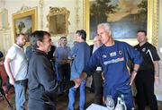 15 July 2010; Wolverhampton Wanderers manager Mick McCarthy greets Bohemians manager Pat Fenlon prior to a press conference ahead of their pre-season friendly on Saturday. Wolverhampton Wanderers / Bohemians press conference, Carton House, Maynooth, Co. Kildare. Picture credit: Brian Lawless / SPORTSFILE