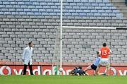 17 July 2010; Dublin defender Philip McMahon clears off the line after a shot from Brian Mallon, Armagh, had beaten Dublin goalkeeper Stephen Cluxton. GAA Football All-Ireland Senior Championship Qualifier Round 3, Dublin v Armagh, Croke Park, Dublin. Picture credit: Brian Lawless / SPORTSFILE