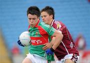 18 July 2010; Cian Costello, Mayo, in action against Philip Ezergalis, Galway. ESB Connacht GAA Football Minor Championship Final, Mayo v Galway, McHale Park, Castlebar, Co. Mayo. Picture credit: Brian Lawless / SPORTSFILE