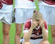 24 July 2010; Westmeath's Megan Brick shows her disappointment after the match. Ladies Gaelic Football Minor A Shield All-Ireland Final, Mayo v Westmeath, Seán O'Heslin GAA Cub, Ballinamore, Co. Leitrim. Picture credit: Brian Lawless / SPORTSFILE