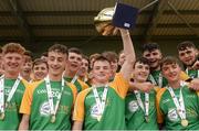 18 June 2016; Offaly captain Darragh Tierney lifts the cup after the Corn Michael Hogan, Division 1, Celtic Challenge Final 2016 match between South Kilkenny and Offaly at Nowlan Park in Kilkenny. Photo by Piaras Ó Mídheach/Sportsfile