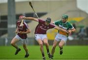 19 June 2016; Joseph Cooney of Galway in action against Paddy Rigney of Offaly during the Leinster GAA Hurling Senior Championship Semi-Final match between Galway and Offaly at O'Moore Park in Portlaoise, Co Laois. Photo by Cody Glenn/Sportsfile