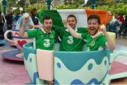 20 June 2016; Republic of Ireland supporters Cian O'Connor, left, from Cahersiveen, Co. Kerry, with brothers Tom and Joe Clifford, from Faha, Co. Kerry, at UEFA Euro 2016 in Disneyland Paris, France. Photo by Stephen McCarthy/Sportsfile