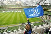 31 July 2010; Leinster supporter Ciaran Johnson, age 11, from Wicklow Town, Co. Wicklow, before the start of the game. Combined Provinces Match, Leinster / Ulster v Munster / Connacht, Aviva Stadium, Lansdowne Road, Dublin. Picture credit: David Maher / SPORTSFILE