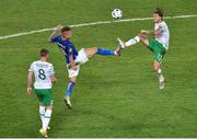 22 June 2016; Jeff Hendrick of Republic of Ireland in action against Ciro Immobile of Italy during the UEFA Euro 2016 Group E match between Italy and Republic of Ireland at Stade Pierre-Mauroy in Lille, France. Photo by Paul Mohan / Sportsfile