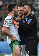 22 June 2016; Shane Long of Republic of Ireland taunts Salvatore Sirigu of Italy during the UEFA Euro 2016 Group E match between Italy and Republic of Ireland at Stade Pierre-Mauroy in Lille, France. Photo by David Maher / Sportsfile