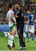 22 June 2016; Shane Long of Republic of Ireland taunts Salvatore Sirigu of Italy during the UEFA Euro 2016 Group E match between Italy and Republic of Ireland at Stade Pierre-Mauroy in Lille, France. Photo by David Maher / Sportsfile