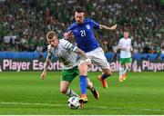 22 June 2016; James McClean of Republic of Ireland is tackled by Federico Bernardeschi of Italy during the UEFA Euro 2016 Group E match between Italy and Republic of Ireland at Stade Pierre-Mauroy in Lille, France. Photo by Stephen McCarthy / Sportsfile