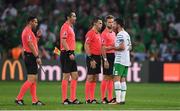 22 June 2016; Shane Long of Republic of Ireland speaks to the match officials at half time during the UEFA Euro 2016 Group E match between Italy and Republic of Ireland at Stade Pierre-Mauroy in Lille, France. Photo by Stephen McCarthy / Sportsfile