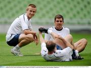 3 August 2010; Paddy Brennan, left, Bohemians, with Gavin Peers, back right, Sligo Rovers, and Alan Kirby, Sporting Fingal, during squad training ahead of the Airtricity Challenge match between Airtricity League XI and Manchester United on Wednesday 4th August. Squad Training ahead of Airtricity Challenge, Aviva Stadium, Lansdowne Road, Dublin. Picture credit: David Maher / SPORTSFILE