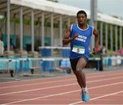 25 June 2016; Tony Odubote of Rice College, Ennis, on his way to winning Boys 400m during the GloHealth Tailteann Interprovincial Schools Championships 2016 at Morton Stadium in Santry, Co Dublin. Photo by Sam Barnes/Sportsfile