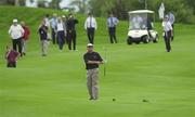 8 July 2001; Darren Clarke of Northern Ireland watches his second shot to the 18th green during Round Four of the Smurfit European Open Golf Championship at the K Club in Straffan, Kildare. Photo by Aoife Rice/Sportsfile