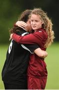 26 June 2016; Tiegan Ruddy of Metropolitan Girls League, left, is consoled by Heather Payne of Galway and District League after their FAI U16 Gaynor Cup Final at University of Limerick in Limerick. Photo by Diarmuid Greene/Sportsfile