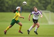 26 June 2016; Amy Boyle-Carr of Donegal Women's League in action against Zoe Keegan of Midlands Schoolgirls League during their FAI U16 Gaynor Cup Plate Final at University of Limerick in Limerick. Photo by Diarmuid Greene/Sportsfile