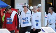 10 August 2010; Ireland's Ryan Harrison, second from left, from Eglinton, Co. Derry, makes his way out for Semi-Final 1 of the Men's 200m Freestyle. Harrison finished 10th overall with a time of 1:49.04. 2010 LEN European Long Course Swimming Championships, Alfred Hajos Swimming Complex, Budapest, Hungary. Picture credit: Brian Lawless / SPORTSFILE