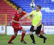 13 August 2010; Philip Hughes, Monaghan United, in action against Gareth Whelan, Shelbourne. Airtricity League First Division, Shelbourne v Monaghan United, Tolka Park, Dublin. Picture credit: Stephen McCarthy / SPORTSFILE