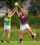 14 August 2010; Patricia Gleeson, Galway, contests a kick out with Mags O'Donoghue, 10, and Lorraine Scanlon, Kerry. TG4 Ladies Football All-Ireland Senior Championship Quarter-Final, Galway v Kerry, St Rynagh's, Banagher, Co. Offaly. Picture credit: Brendan Moran / SPORTSFILE